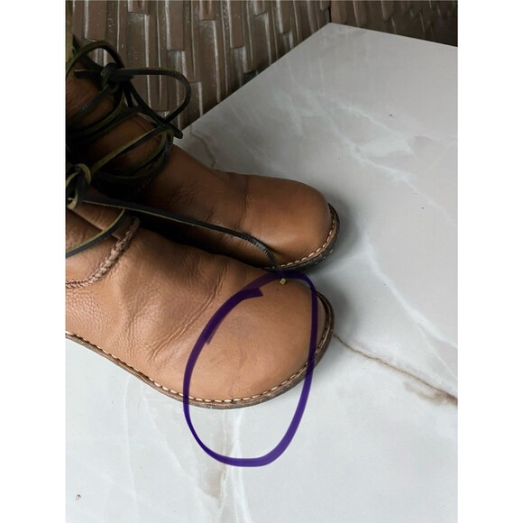 UGG Caspia 1932 Tan Leather Lace Up Ankle Sheepskin Fur Wool Flat Boots Wmn Sz 7 - Picture 12 of 12